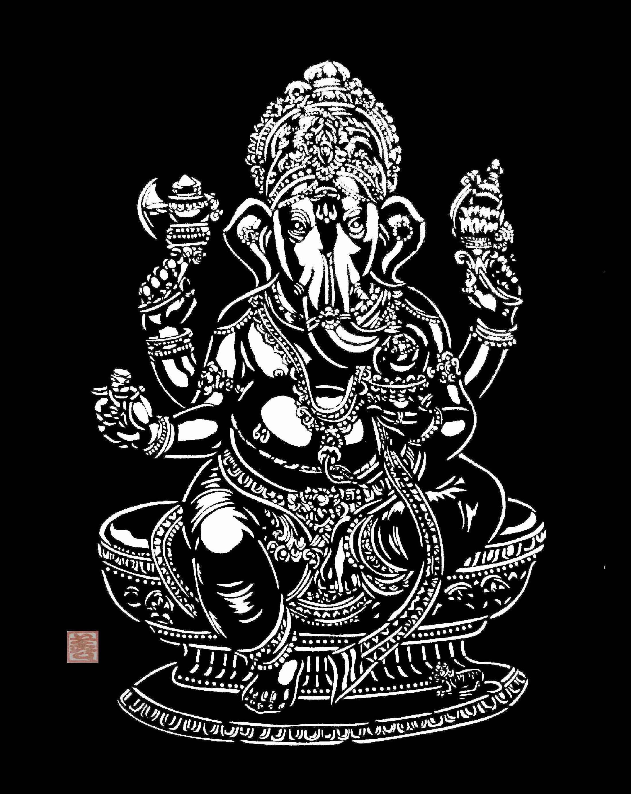 仏画編 ガネーシャ2 ー5 | 切り絵Tシャツネット販売